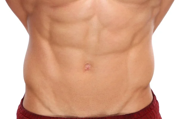 Bauchmuskeln Abs Sixpack Bauchmuskeln Bodybuilding Muskeln Frei Anwendbar Vor Weißem — Stockfoto