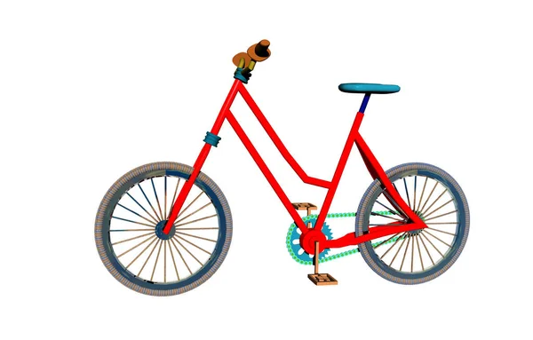 Kvinnor Cykel Cykel Isolerad Vit — Stockfoto