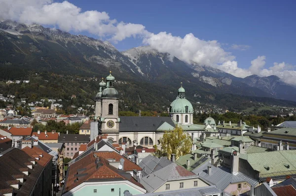 Vista Das Montanhas Igreja São Moritz Suíça — Fotografia de Stock