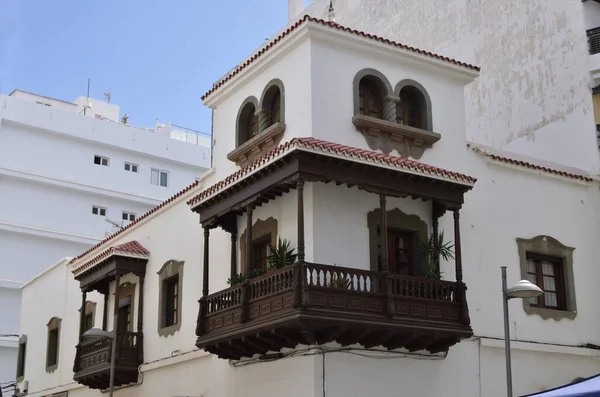 Wooden Balconies Old Town Arrecife Lanzarote — Stock Photo, Image