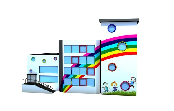 Kindergarten Mit Bemalter Fassade — Stockfoto