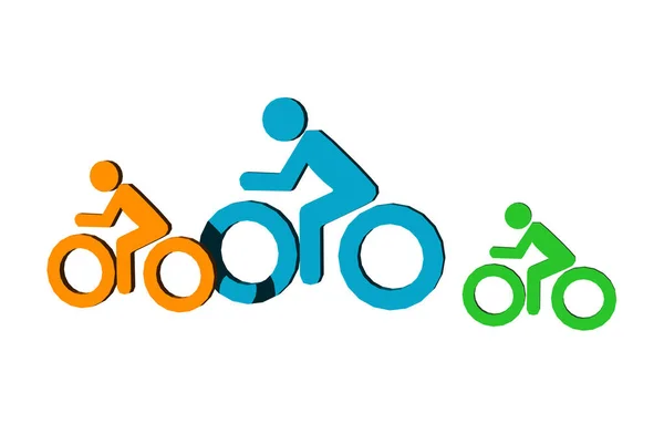 Fietsen Mensen Pictogram Kunst Witte Achtergrond — Stockfoto