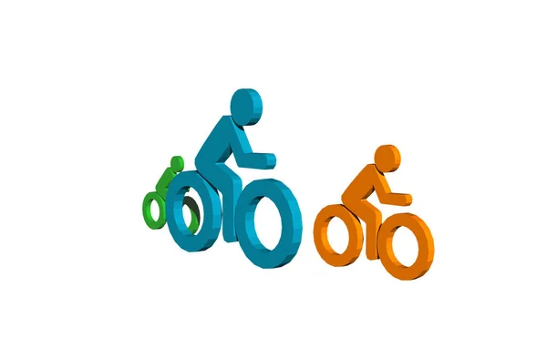 Cycling People Icon Art White Background — Stock Photo, Image