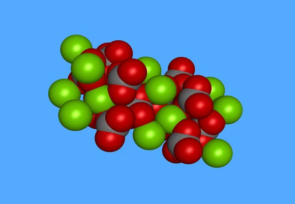 Mineral Magnesit Molekularmodell Isoliert Auf Blau — Stockfoto