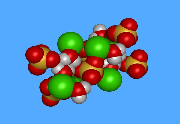 Mineral Gypsum Molecular Model Isolated Blue — Stock Photo, Image