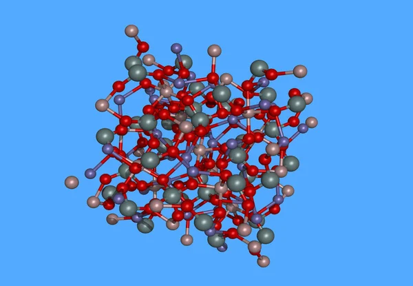 Minerale Almandine Moleculair Model Geïsoleerd Blauw — Stockfoto