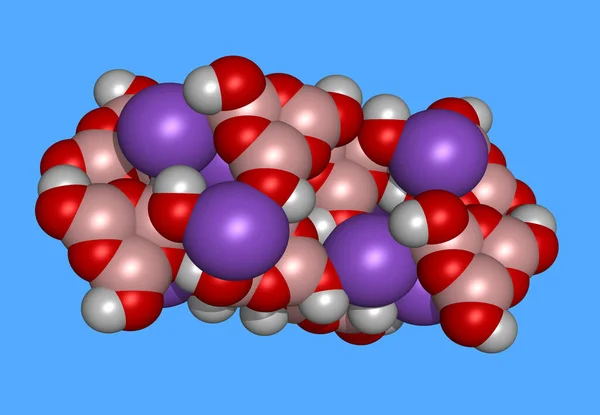 Modelo Molecular Ameghinite Isolado Azul — Fotografia de Stock