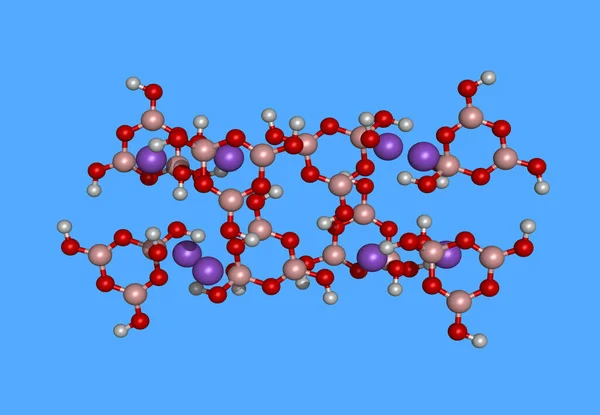 Ameghinite Molecular Model Izolowany Niebiesko — Zdjęcie stockowe