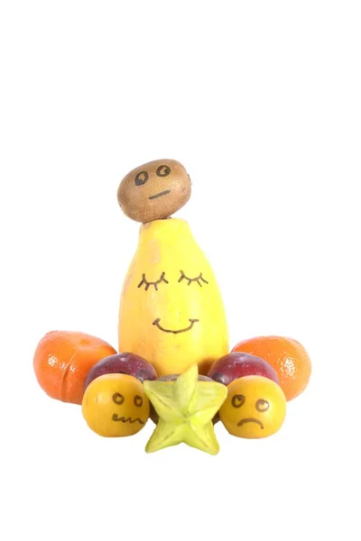 Grappige Vruchten Met Emoji — Stockfoto