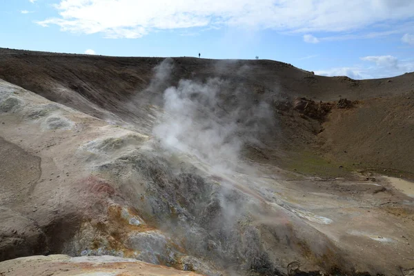 Vulcano Viti Gas Gas Fumarole Solfatare Cratere Cratere Vulcanico Krafla — Foto Stock