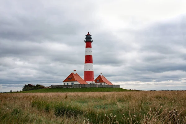 Leuchtturm Westerheversand Der Nordseeküste Schleswig Holsteins — Stockfoto