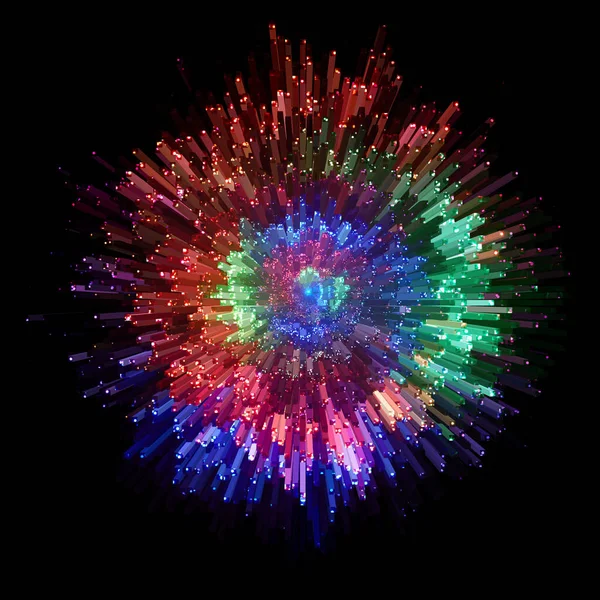 Ljusguider Skapar Cirkel Med Färgglada Ljuspunkter Mörkret — Stockfoto