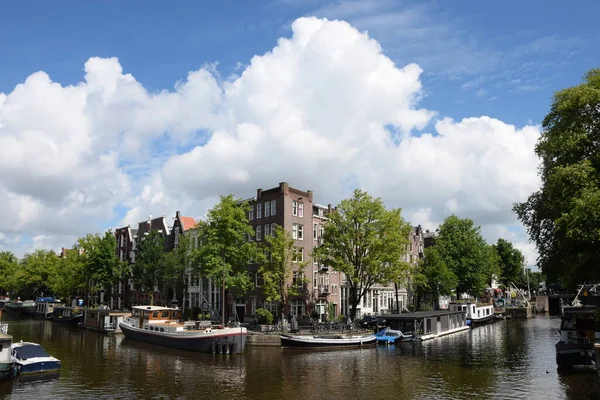 Amsterdam Olanda Paesi Bassi Fiume Canale Nave Barca Acqua Città — Foto Stock