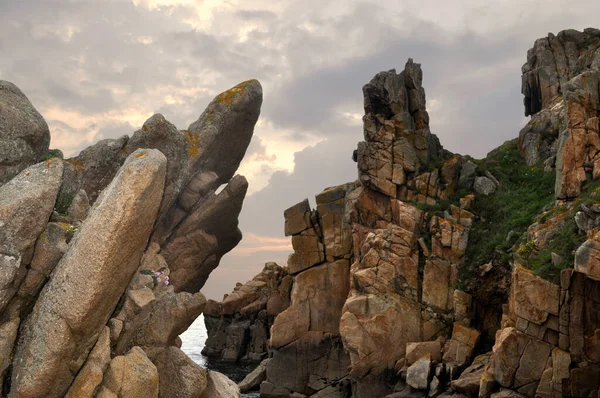 Zeekust Bij Pointe Primel Tregastel Frankrijk Voor Lucht Zee — Stockfoto