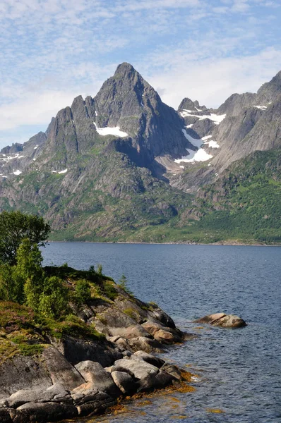 Overwhelmingly Impressive Landscape Lofoten Norway Raftsund Digermulen Rough Rocks Form — Stock Photo, Image