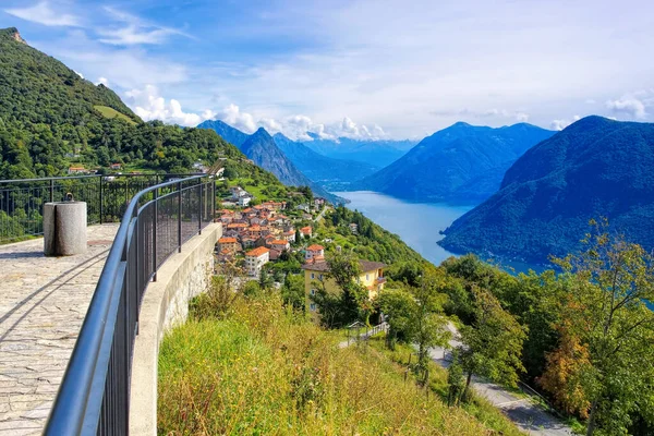 Bre Kleines Dorf Luganersee Schweiz Bre Pequena Aldeia Lago Lugano — Fotografia de Stock