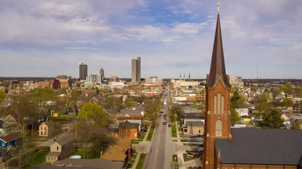 Widok Lotu Ptaka Panoramę Fort Wayne Indiana Usa — Zdjęcie stockowe