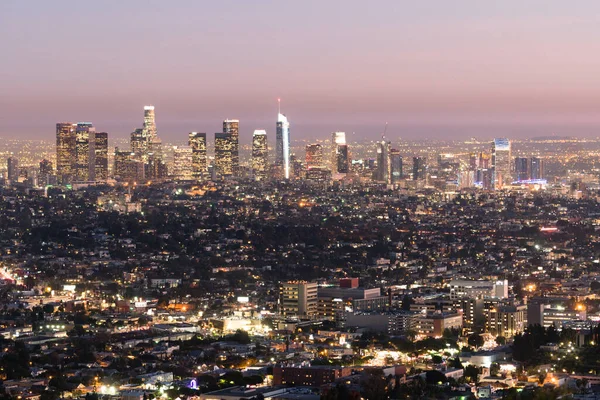 Stadssiluetten Los Angeles Natten — Stockfoto