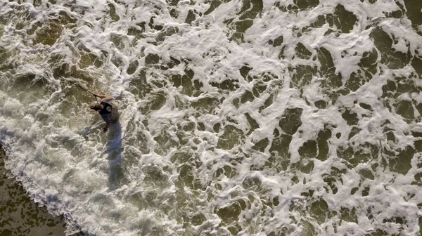 Océan Pacifique Mer Surf Surround One Man Pêche — Photo