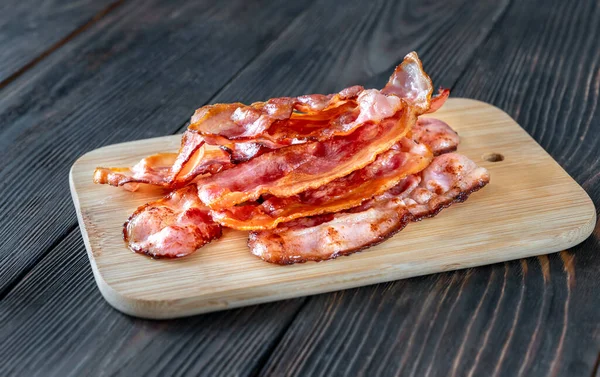 Färsk Bacon Trä Bakgrund — Stockfoto