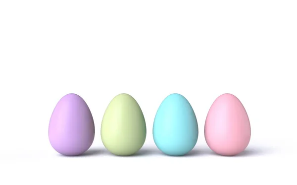 Чотири Пастельних Кольори Великодні Яйця Ілюстрація Рендеринга Ізольовані Білому Тлі — стокове фото