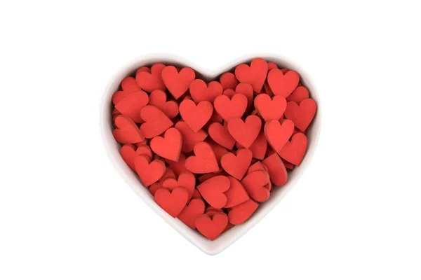 Hjerteformede Røde Hjerter Hvid Baggrund - Stock-foto