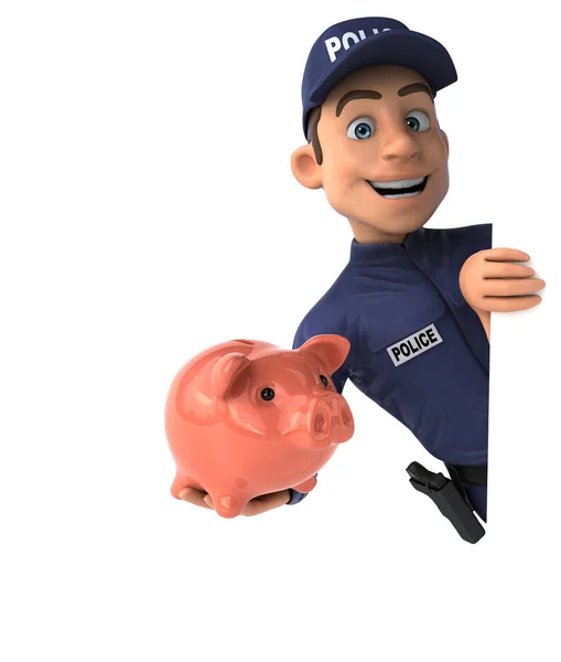 Fun Illustration Cartoon Police Officer — Stock Photo, Image