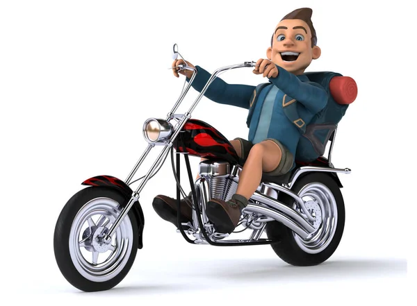 Leuk Stripfiguur Met Scooter Illustratie — Stockfoto