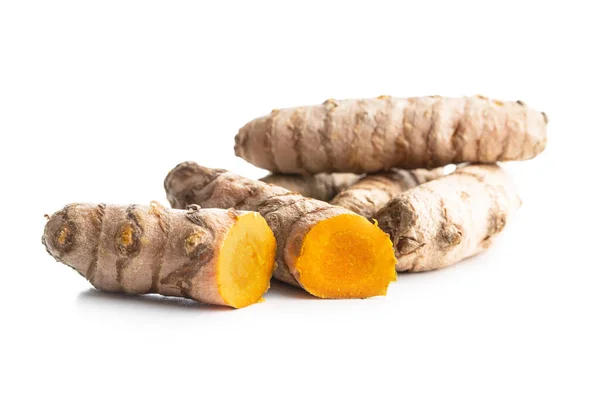 Indian Turmeric Root Turmeric Spice Yellow Turmeric Isolated White Background — Stock Photo, Image