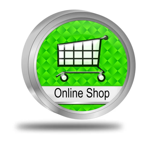 Online Shop Button Green Illustration — Stock Photo, Image