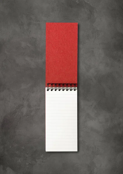 Buio Aperto Spirale Notebook Mockup Isolato Sfondo Cemento Scuro — Foto Stock