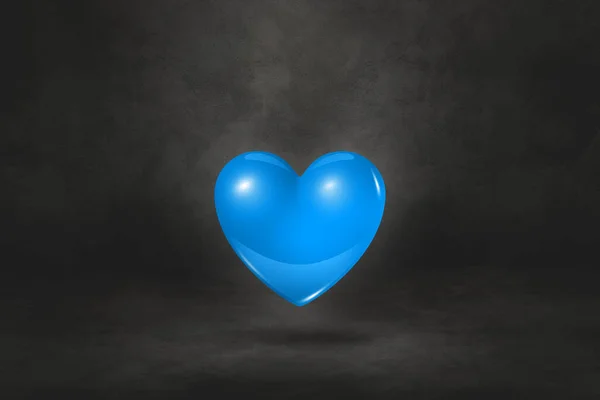 Corazón Azul Aislado Sobre Fondo Estudio Negro Ilustración —  Fotos de Stock