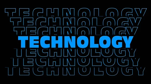 Technologie Blauwe Letters Met Herhalend Effect Zwarte Achtergrond Illustratie — Stockfoto