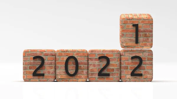 Rendering Dice Changes Year 2021 2022 — Stock Photo, Image