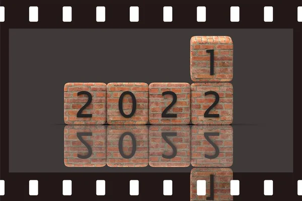 Renderização Dados Muda Ano 2021 Para 2022 — Fotografia de Stock