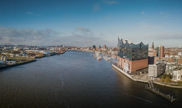 Luchtfoto Van Haven Van Hamburg Met Elbphilharmonie — Stockfoto