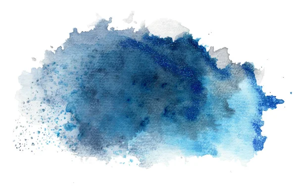 Watercolor Blue Clouds Isolated White Background Multi Layers Smears Dark — Stock Photo, Image