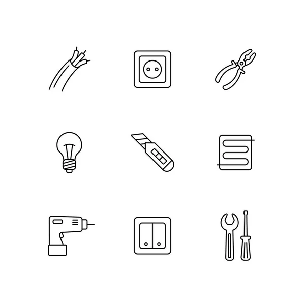 Reparatur Hause Elektrische Vektorsymbole Gesetzt Grafik Symbol Für Ihr Webseiten — Stockfoto