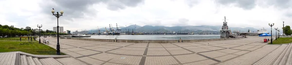 Novorossiysk Rusia Mayo 2016 Panorama Puerto Marítimo Plaza Estación Tren — Foto de Stock