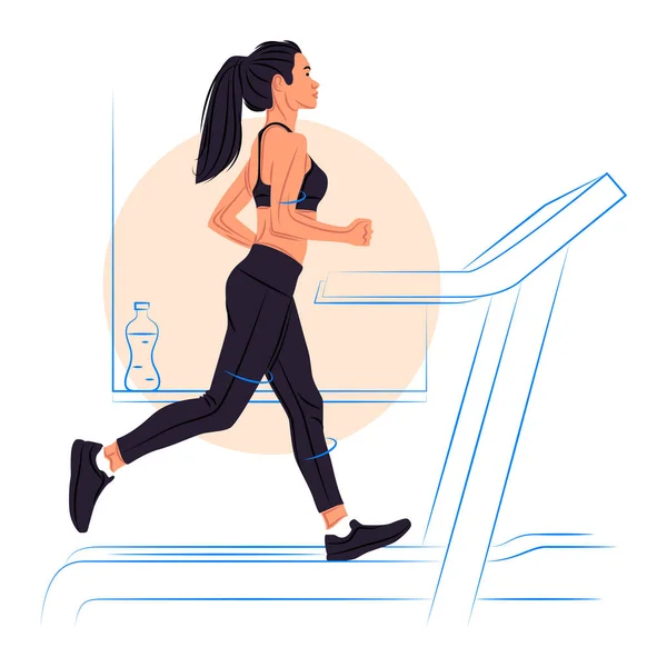 Vector Illustration Woman Running Treadmill — Stock Photo, Image