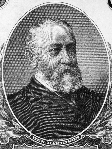 Benjamin Harrison Egy Portré Régi Amerikai Pénzből — Stock Fotó