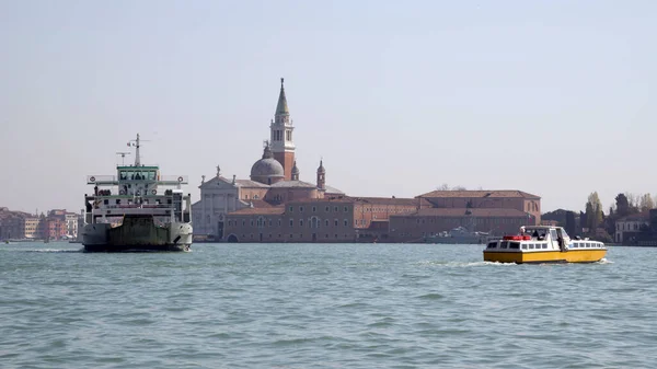 Вид Большой Канал Лодок Венеция Италия — стоковое фото