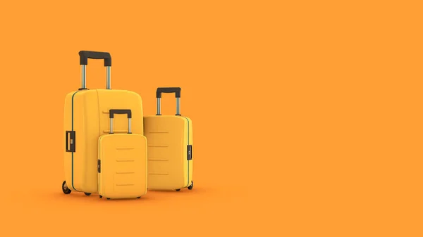Reisetaschen Auf Gelbem Hintergrund Konzept Von Sommer Und Urlaub Render — Stockfoto