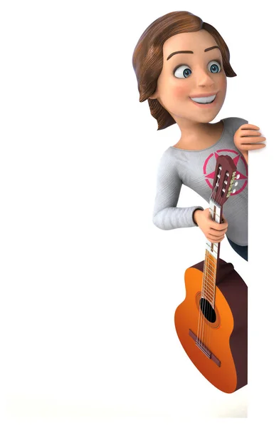 Illustration Cute Girl Guitar — Stock Photo, Image