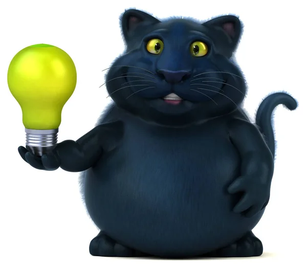 Rolig Katt Med Lampa Illustration — Stockfoto