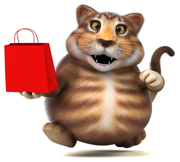 Fun Cartoon Character Shopping Bag Illustration — Stock Photo, Image