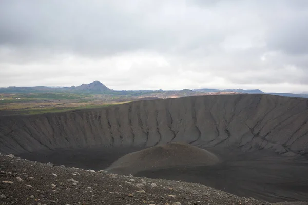 Vulcano Hverfell Caldera Vista Dall Alto Hverfjall Islanda Punto Riferimento — Foto Stock