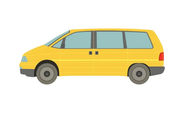 Stor Gul Minivan Vit Bakgrund Vektor Illustration — Stockfoto