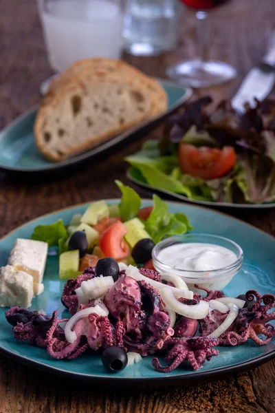 Etli Sebzeli Peynirli Salata — Stok fotoğraf