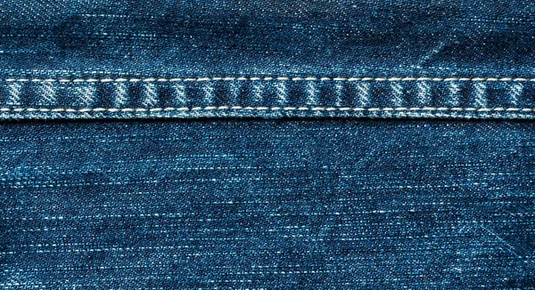Primer Plano Costuras Vaqueros Azules Través Pantalla Material Fondo — Foto de Stock
